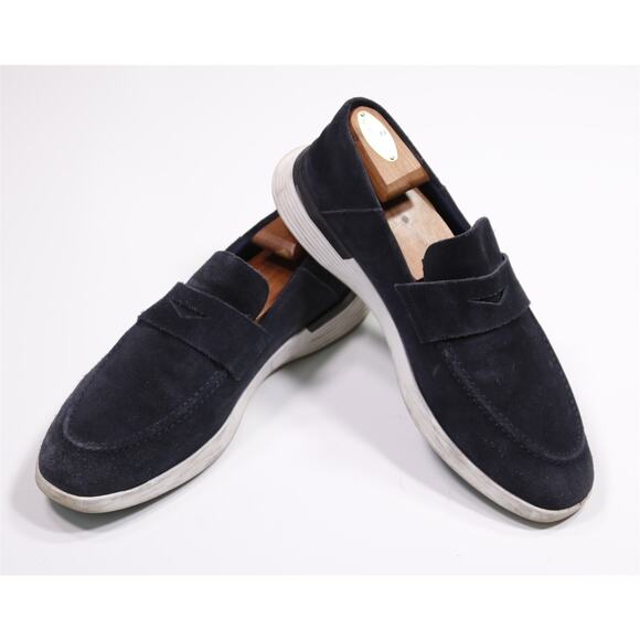 Wolf & Shepherd Navy Blue Suede Crossover Penny Loafers Mens US 12 M - Picture 8 of 11